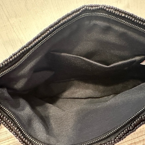 Vintage Beaded Evening Bag Black Gold Silver Knot Pattern China Purse - Picture 7 of 8